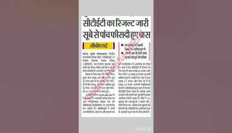 सीटीईटी रिजल्ट — IN news