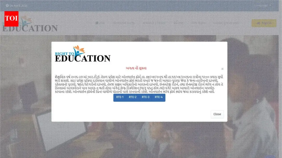 RTE Gujarat Admissions Open for 2026-27 with Over 84,000 Seats Available